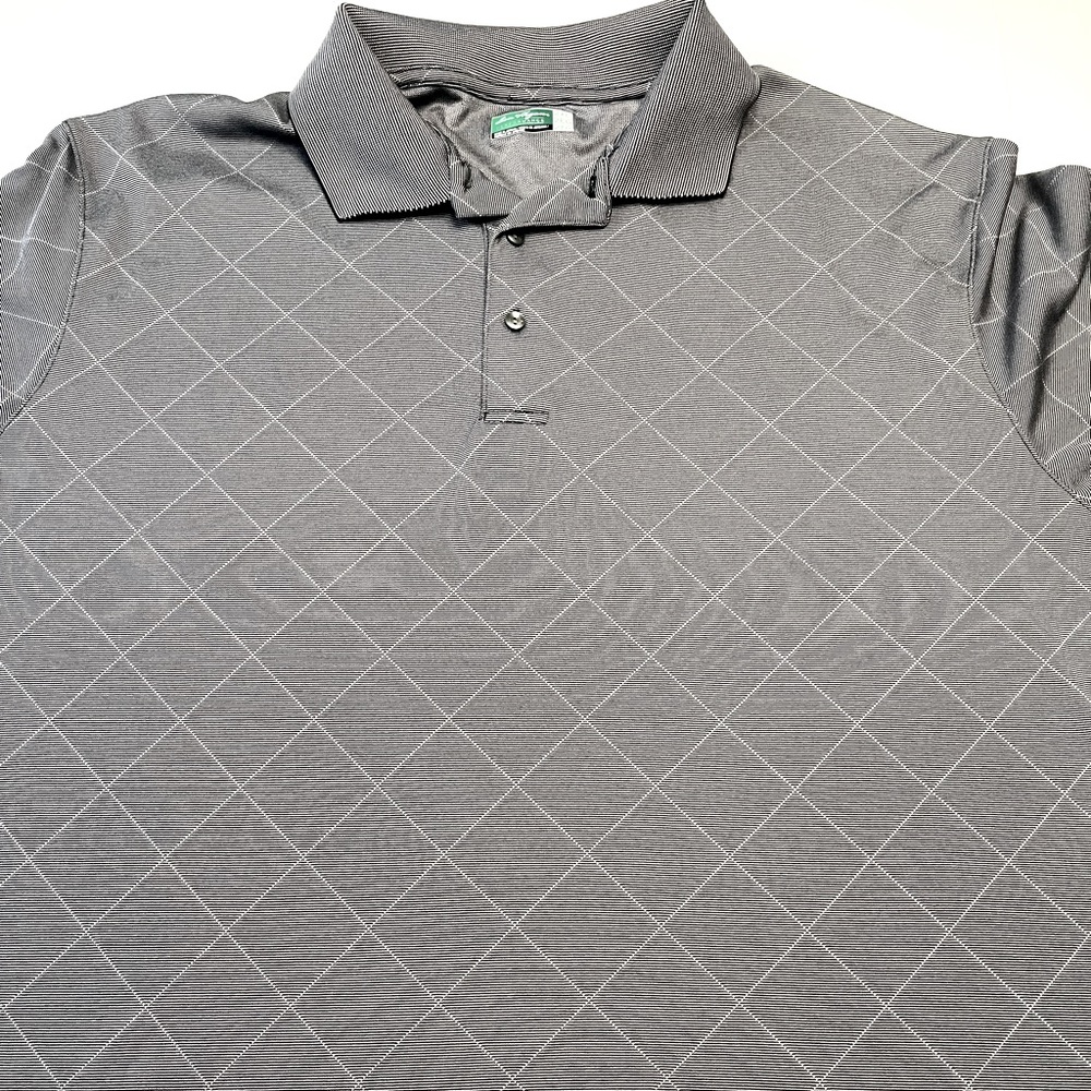 Ben Hogan Men’s Gray Windowpane Pattern Performance Athletic Golf Polo Shirt XXL